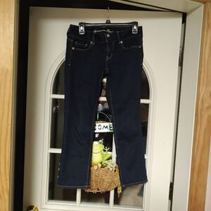 American Eagle Stretch Artist Dark Blue Cropped Jeans Size Women's 4